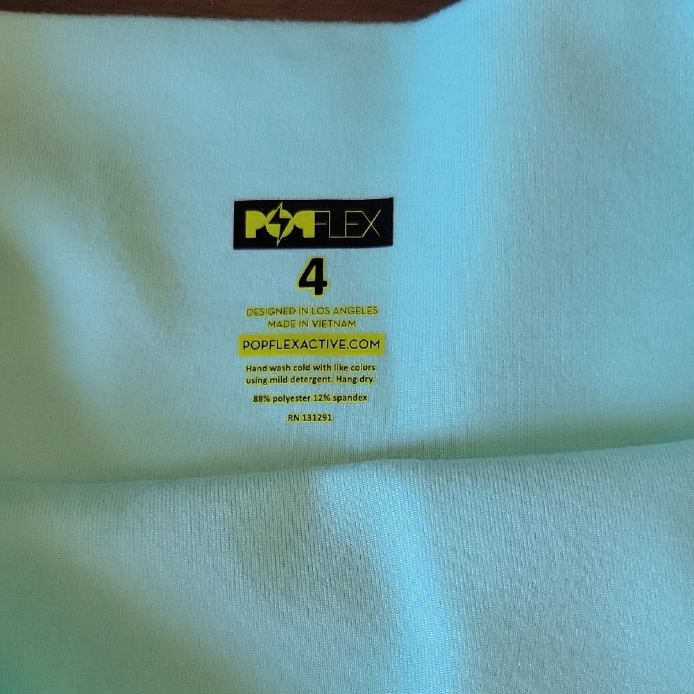 POPFLEX High-Waist Aqua Athletic Shorts with Pockets - Picture 2 of 3